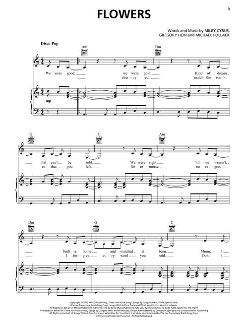 Miley Cyrus Endless Summer Vacation Sheet Music Authority